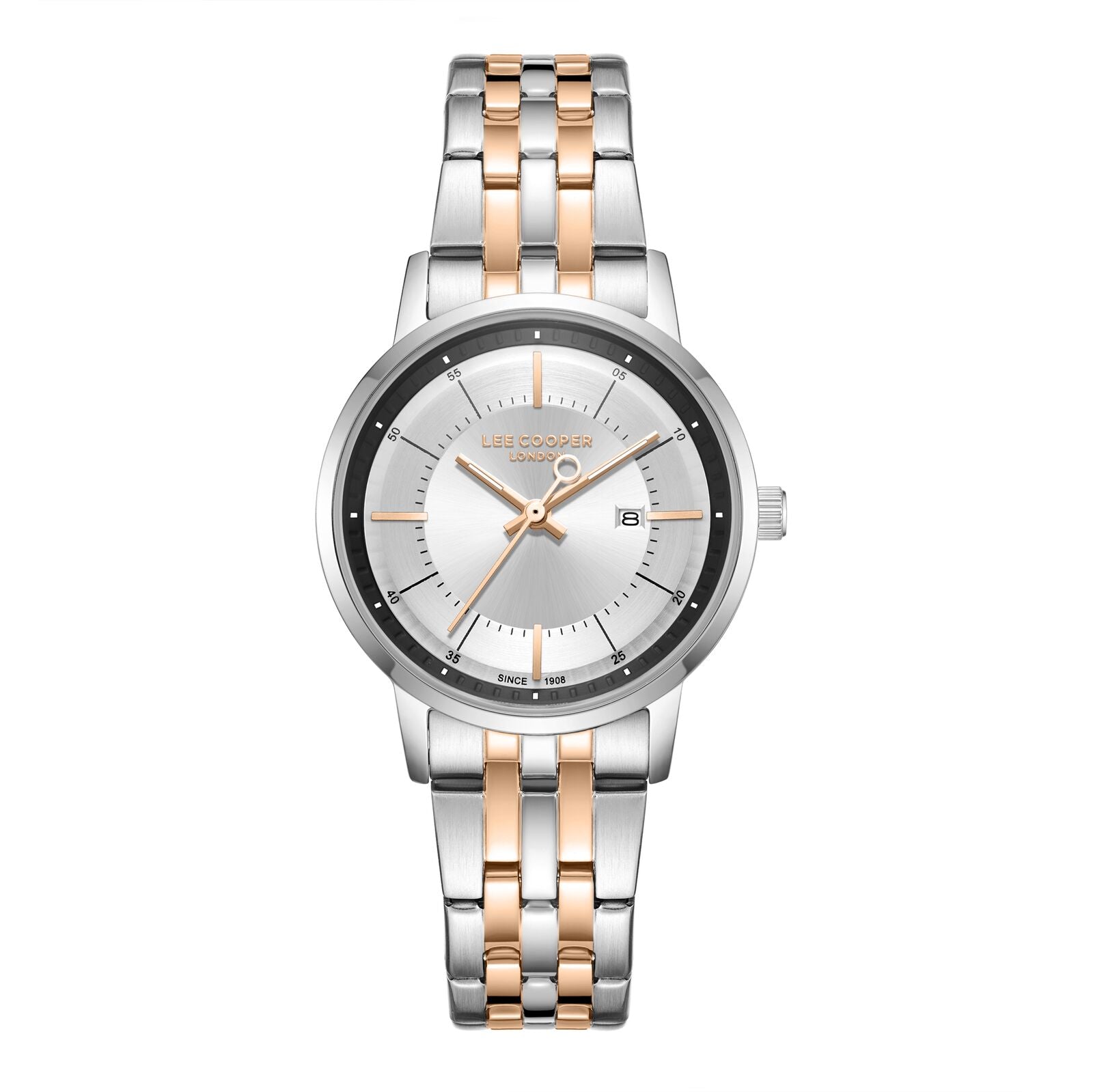 Lee Cooper Women's Watch Analog Silver Dial with Two-Toned Stainless Steel Band, LC08165.530
