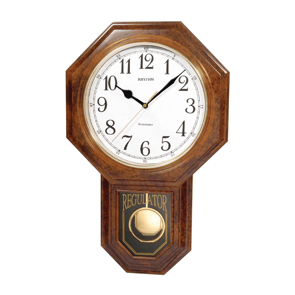 Rhythm Value Added Musical Wall Clock | Westminster Chime & Striking, Pendulum | Marble Grain, CMJ443NR06