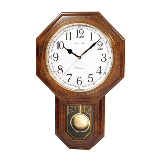 Rhythm Value Added Musical Wall Clock | Westminster Chime & Striking, Pendulum | Marble Grain, CMJ443NR06