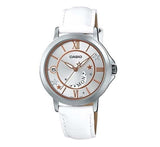 Casio, Womenâ€™s Watch Analog, White Dial White Leather band, LTP-E122L-7ADF