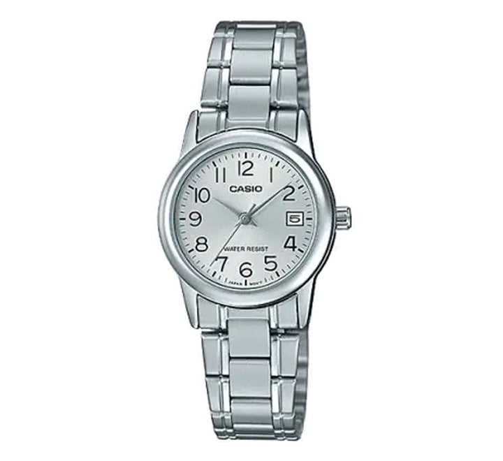 Casio, Women’s Watch Analog, Silver Dial Silver Stainless Band, LTP-V002D-7BUDF