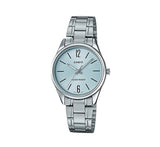 Casio, Womenâ€™s Watch Analog, Pale Blue Dial Silver Stainless Band, LTP-V005D-2BUDF