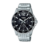Casio, Menâ€™s Watch Analog, Black Dial Silver Stainless Steel Band, MTD-330D-1AVDF