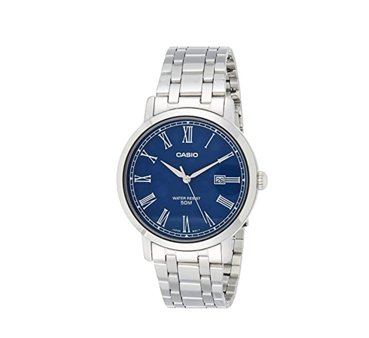 Casio,Men's Watch Analog, Blue Dial Silver Stainless Steel  Band, MTP-E149D-2BVDF