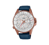 Casio, Menâ€™s Watch Analog,Silver Dial Blue Leather Band, MTP-SW320RL-7AV