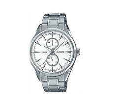 Casio, Mens Watch Analog, White Dial Silver Stainless Band, MTP-SW340D-7AVDF