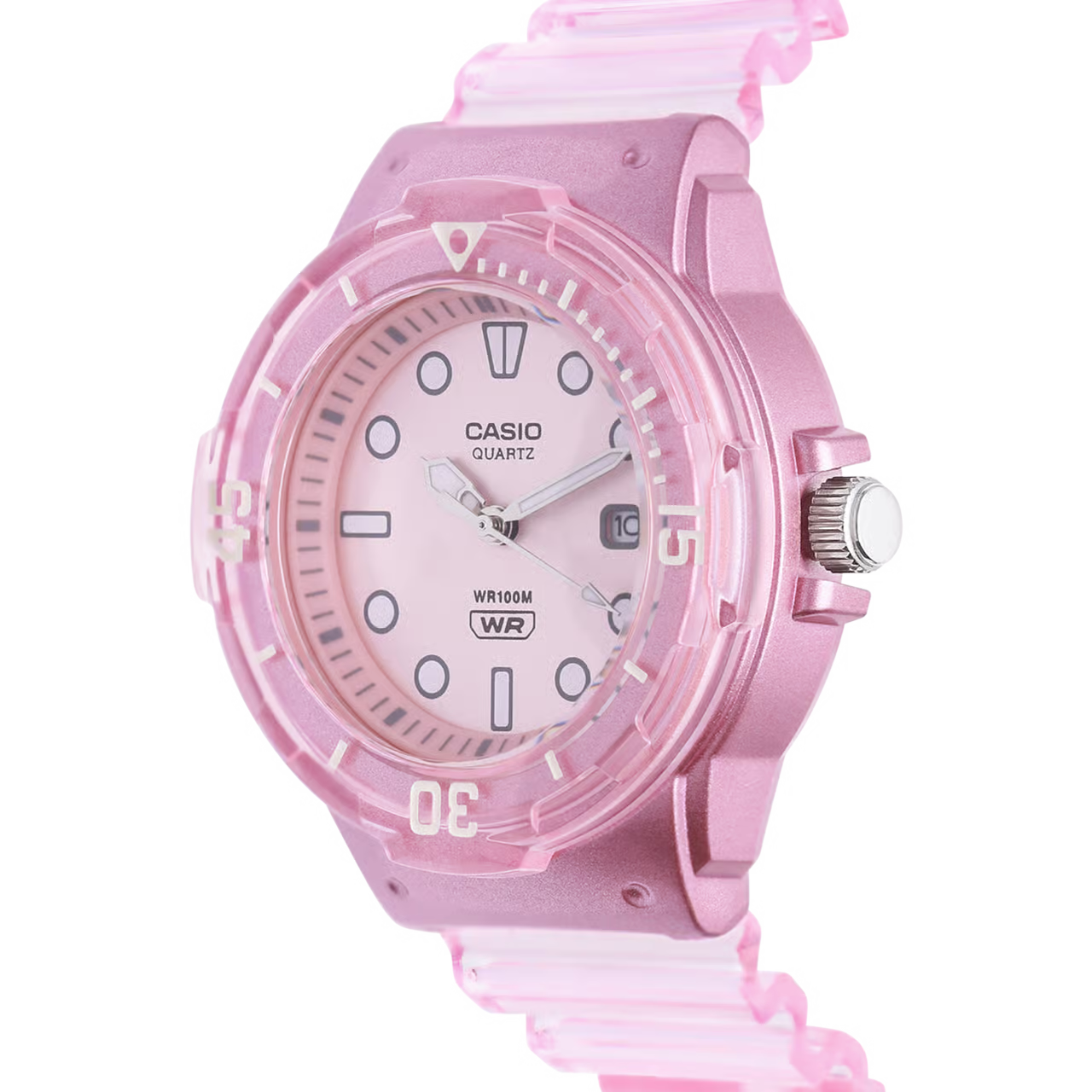 Casio Women's Watch Analog Pink Dial With Translucent Resin Band, LRW-200HS-4EVDF