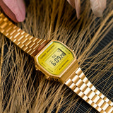 Casio, Unisex Watch Vintage Collection Digital, Gold Dial Gold Stainless Band, A168WEGM-9DF