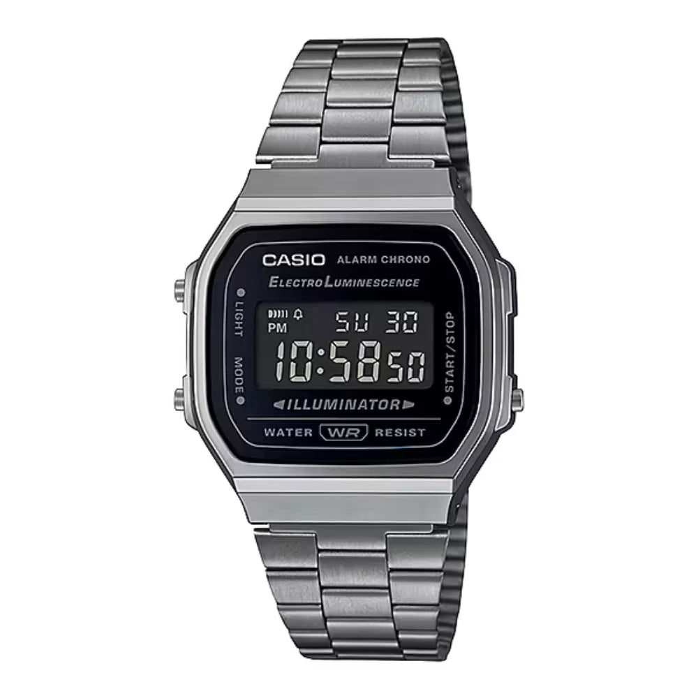 Casio Men's Watch Vintage Collection Digital, Black Dial Black Stainless Steel Strap, A168WGG-1BDF product image