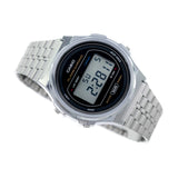 Casio Unisex Watch, Black Dial Silver Stainless Steel Strap, A171WE-1ADF