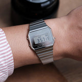Casio Vintage Unisex Watch Digital Dial with Silver Stainless Steel Band, A700WEV-7ADF