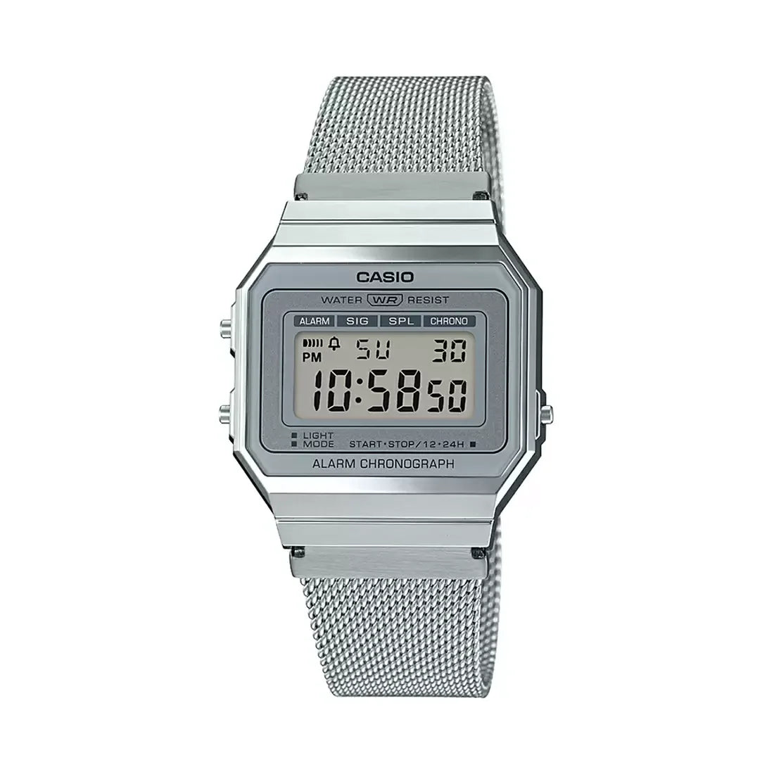 Casio Men's Watch Vintage Collection Digital, Silver Dial Silver Stainless Steel Strap, A700WM-7ADF product image