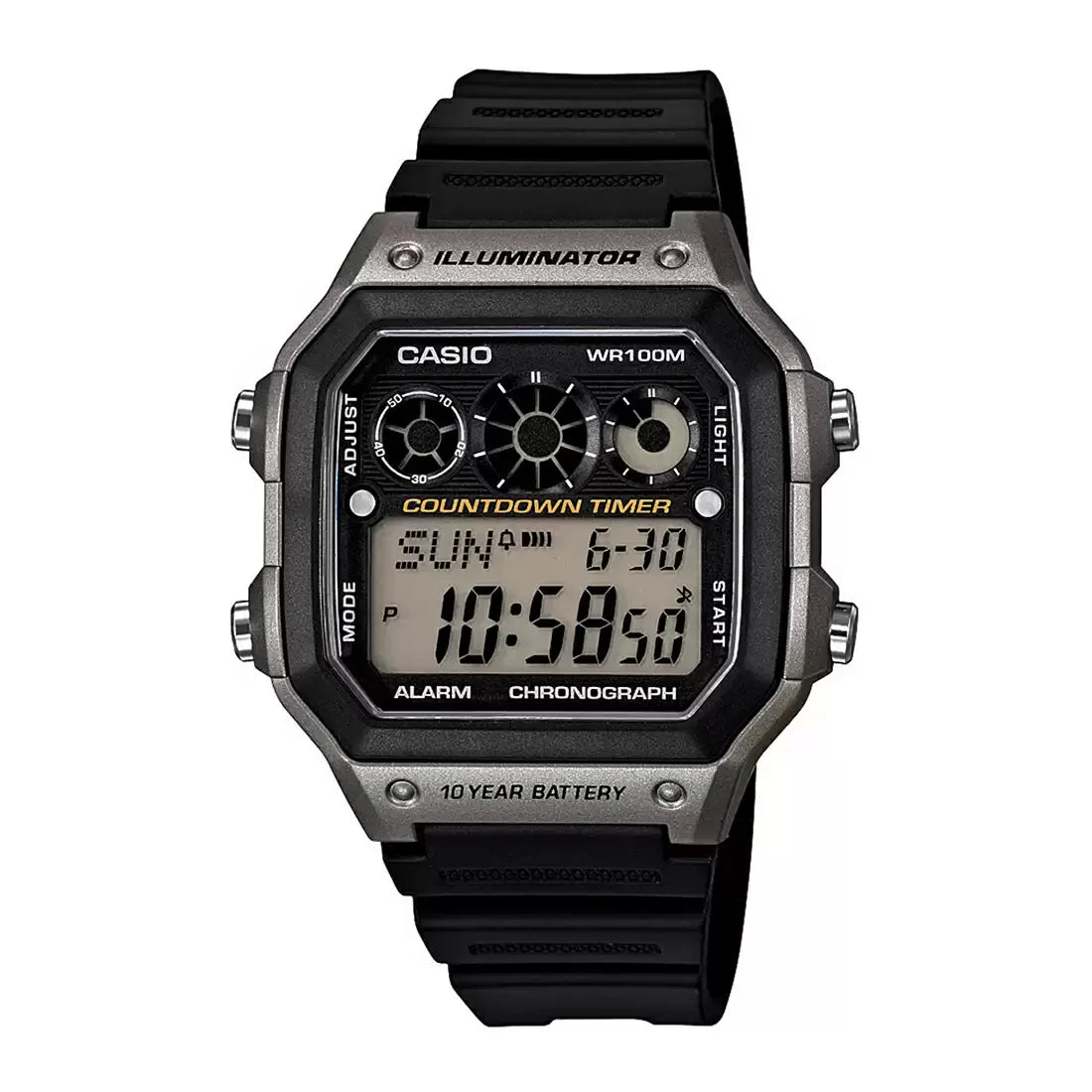 Casio Men's Watch Digital, Black Dial Black Resin Strap, AE-1300WH-8AVDF