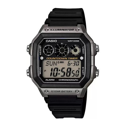 Casio Men's Watch Digital, Black Dial Black Resin Strap, AE-1300WH-8AVDF