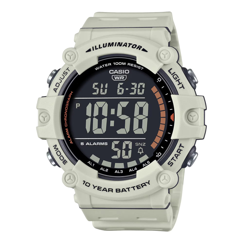 Casio Men's watch Digital, Black Dial White Resin Strap, AE-1500WH-8B2VDF