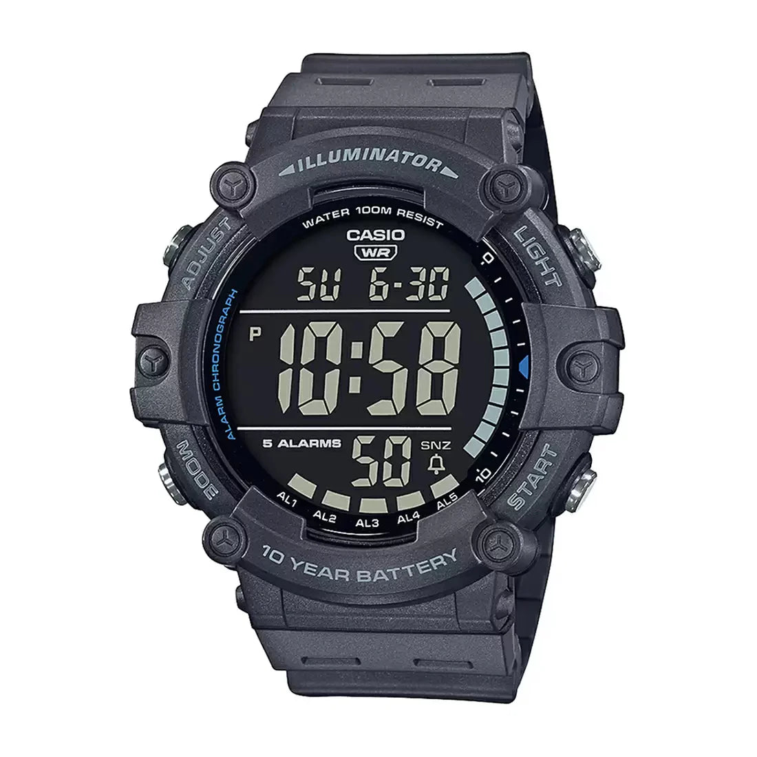 Casio Men's watch Digital, Black Dial Blue Resin Strap, AE-1500WH-8BVDF