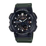 Casio Men's Watch Analog & Digital Combo, Black Dial Green Resin Strap, AEQ-110W-3AVDF product image