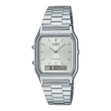 Casio, Men's Watch Vintage Collection Analog-Digital Silver Dial Silver Stainless Steel, AQ-230A-7AMQYDF