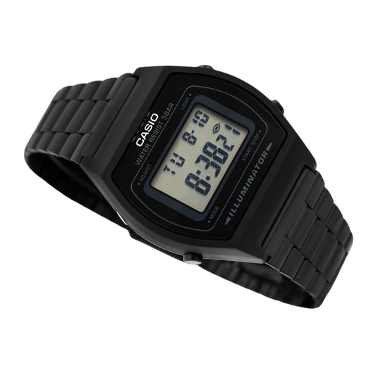 Casio Unisex Watch Vintage Collection Digital, Black Dial Black Stainless Steel Strap, B640WB-1ADF