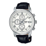 Casio, Men's Watch Beside Collection Analog, White Dial Black Leather Band, BEM-511L-7AVDF product image