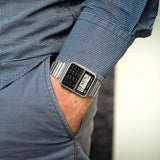 Casio Unisex Watch Vintage Collection, Black Dial Silver Stainless Steel Strap, CA-500WE-1ADF