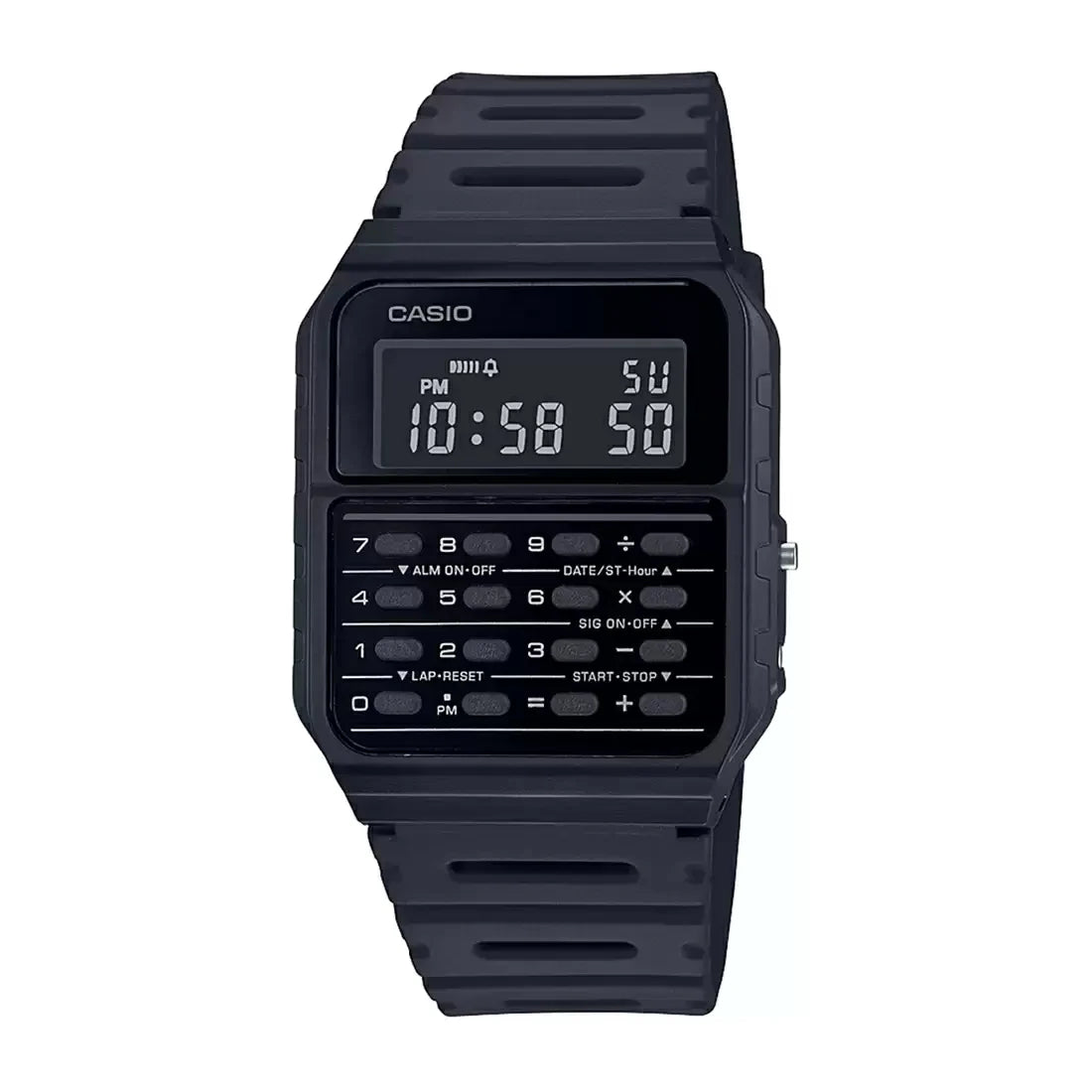 Casio Unisex Calculator Digital Watch, Black Dial Black Resin Strap, CA-53WF-1BDF