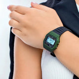 Casio Men's Watch Vintage Collection Digital, Green Dial Black Resin Strap, F-91WM-3ADF