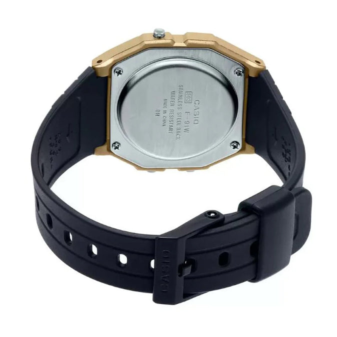 Casio Men's Watch Vintage Collection Digital, Gold Dial Black Resin Strap, F-91WM-9ADF