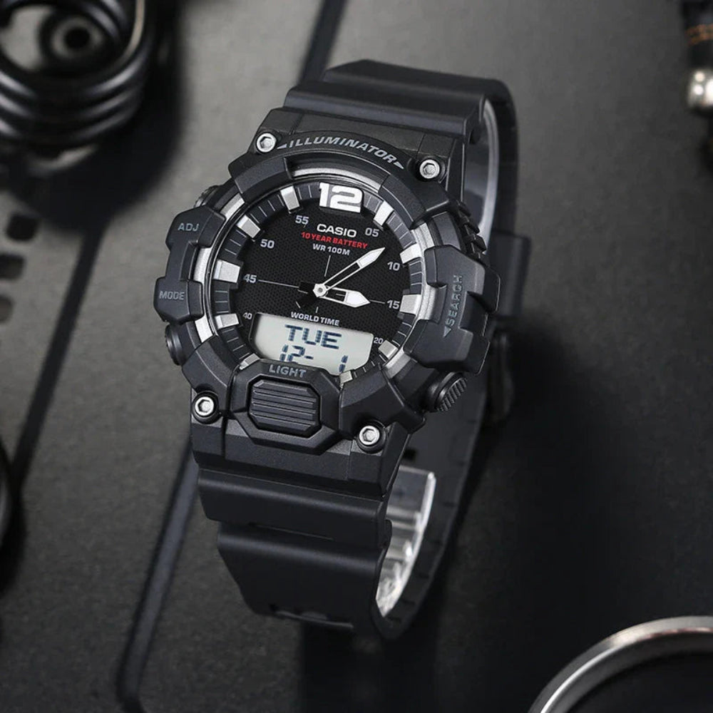 Casio, Men's Watch Analog-Digital Combo, Black Dial Black Resin Band, HDC-700-1AVDF product image