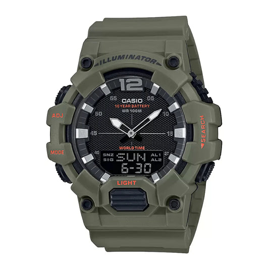 Casio, Men's Watch Analog-Digital, Black Dial Green Resin Band, HDC-700-3A2VDF product image