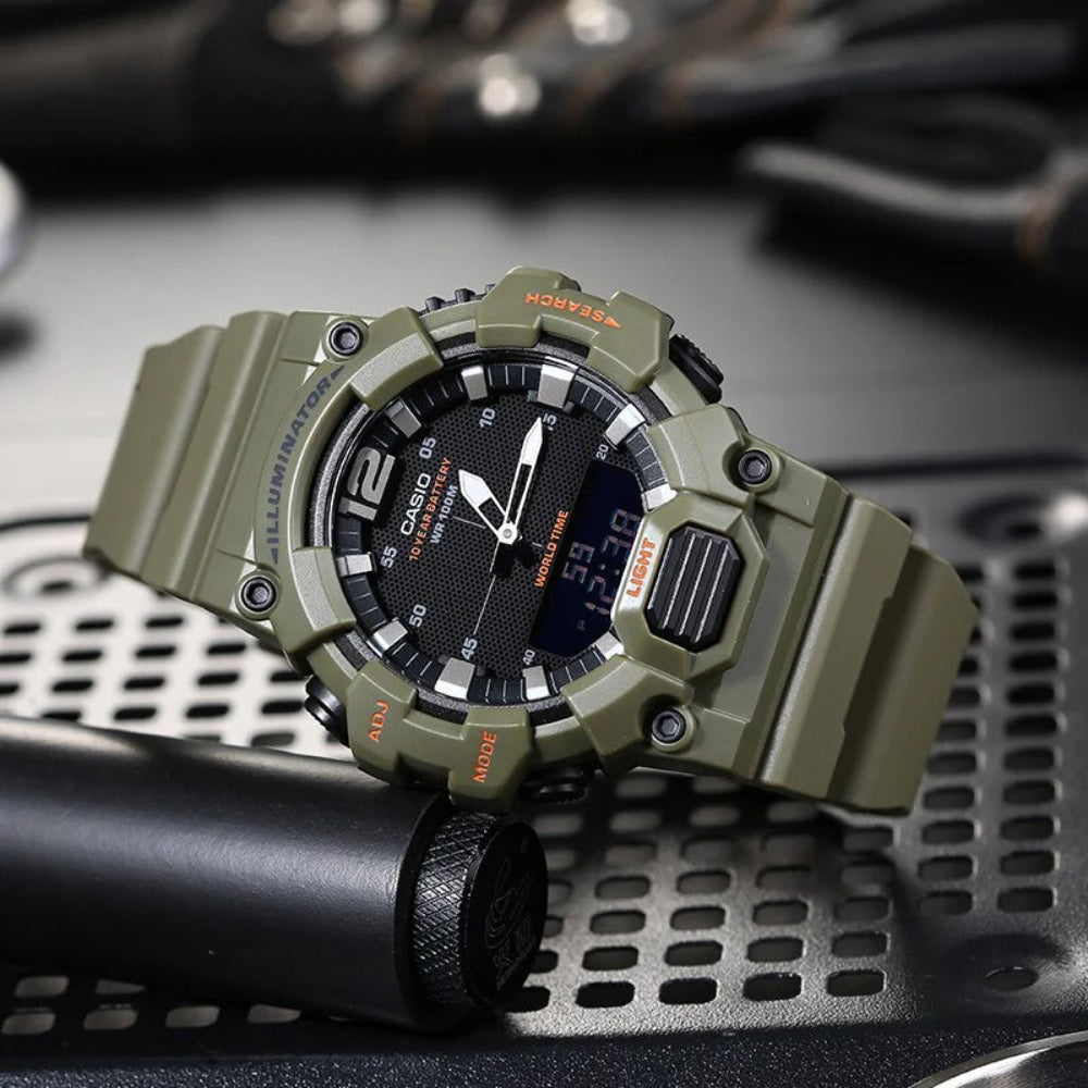 Casio, Men's Watch Analog-Digital, Black Dial Green Resin Band, HDC-700-3A2VDF product image