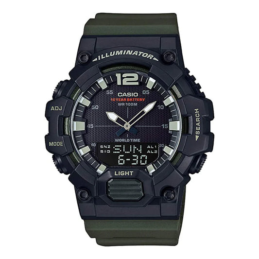 Casio Men's Watch Analog & Digital Combo, Black Dial Green Resin Strap, HDC-700-3AVDF product image