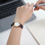 Casio Women's Watch Analog, White Dial Brown Leather Strap, LTP-1183Q-7ADF