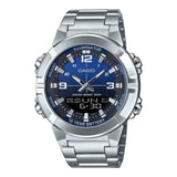 Casio Men's Watch Analog-Digital Blue Gradient Dial with Silver Stainless Steel Band, AMW-870DA-2A1VDF