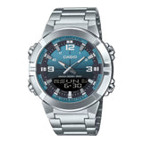 Casio Men's Watch Analog-Digital Blue Gradient Dial with Silver Stainless Steel Band, AMW-870DA-2A2VDF