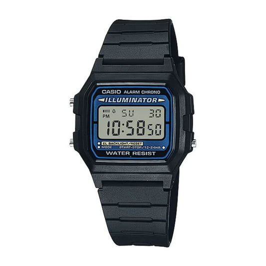 Casio Men's Watch Vintage Collection Digital, Blue Dial Black Resin Strap, F-105W-1ADF