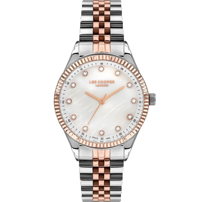 Lee Cooper Women's Analog Watch Mother of Pearl Dial With Two Toned Rose Gold And Silver  Metal Band,LC07310.520