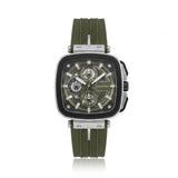 Quantum Men's Multifunction Watch Black Dial Dark Green Silicone Band, PWG1014.355