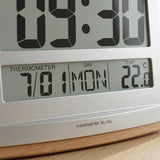 Casio Wall & Table Clock, Digital Display, Silver & Wood Grain Pattern, ID-15SA-5DF