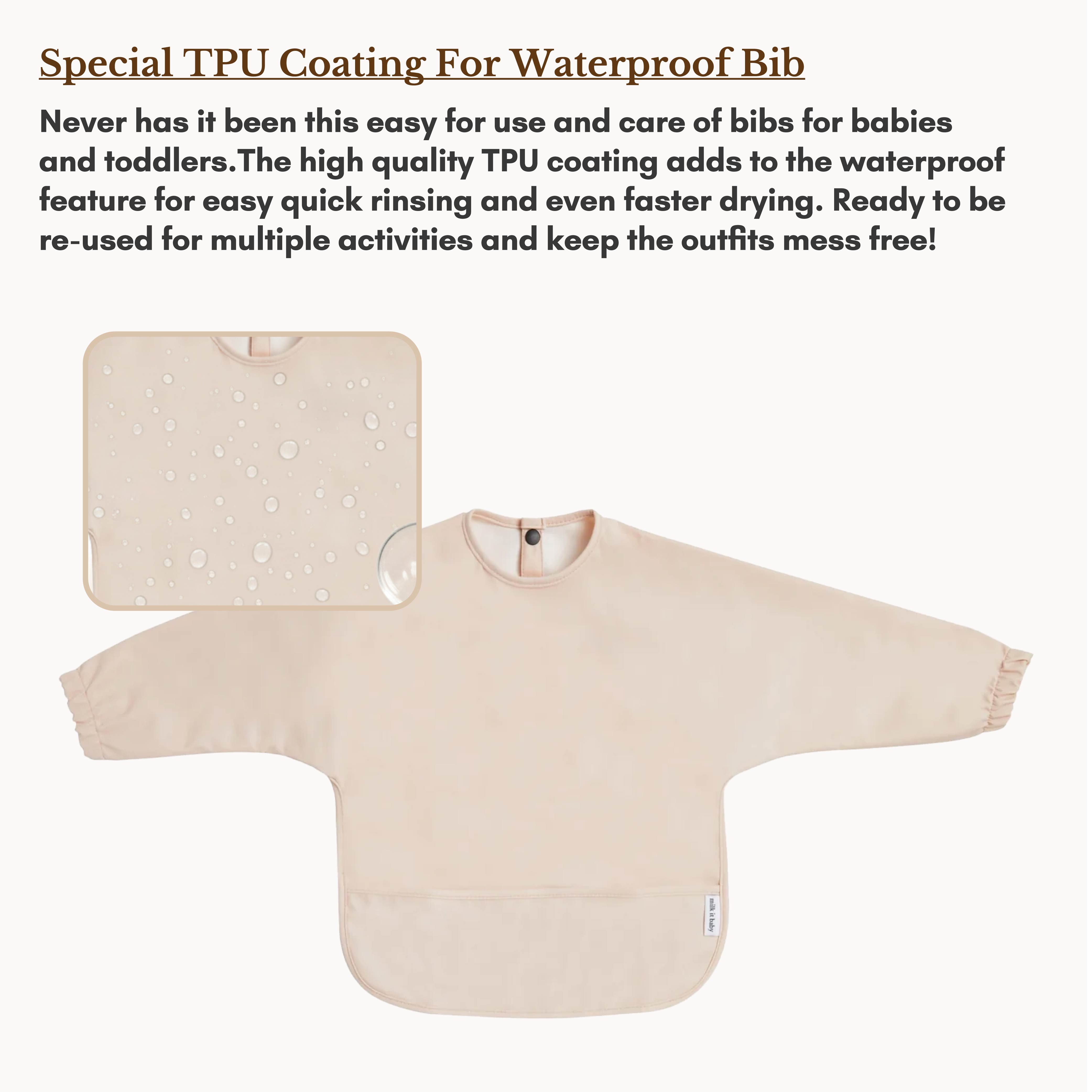 Milk It Baby Water Proof Sleeved Bib, Coral Pink, MI-SBCP001