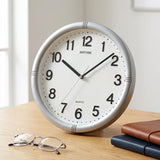 Rhythm Basic Wall Clock | 3D Numerals, Silent Silky Move | Silver, CMG434BR19
