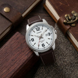 Casio Men's Watch Analog, White Dial Brown Leather Strap, MTP-1314L-7AVDF