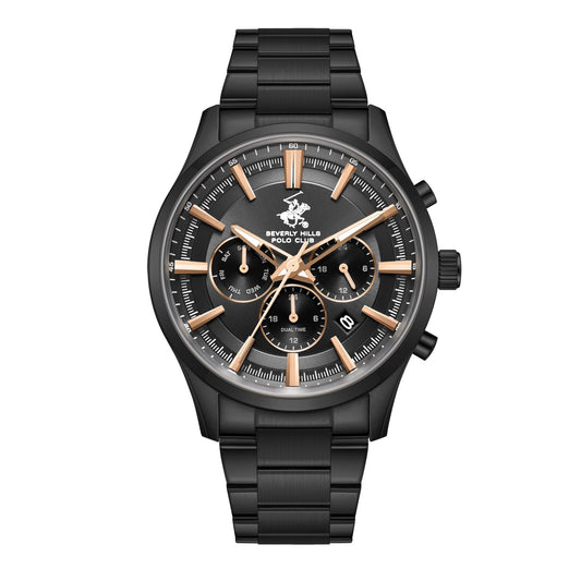 Beverly Hills Polo Club, Men's, Analog Watch, Black Dial, with Stainless Steel Band, BH-BP3779X.060