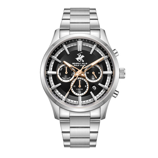 Beverly Hills Polo Club, Men's, Analog Watch, Black Dial, with Stainless Steel Band, BH-BP3779X.350