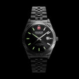 Swiss Military Hanowa Men's Automatic Watch Black Dial with Silver Stainless Steel Bracelet, SMWGL0002101