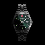 Swiss Military Hanowa Men's Automatic Watch Olive Green Dial with Silver Stainless Steel Bracelet, SMWGL0002103