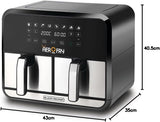 Black+Decker Digital Dual Zone Air Fryer 1700W 4L+4L Capacity, Frying, Grilling, Broiling, Roasting, and Baking, DZAF1700 Air Fryer BL-DZAF1700