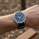 Quantum Men's Watch Analog Black Dial with Black Silicone Band, PWG1020.351