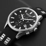 Quantum Men's Watch Analog Black Dial with Black Silicone Band, PWG1020.351