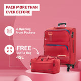VIP Domina 79cm Soft Trolley Red + Free 52cm Duffle Bag, DOMINA79RD+DF